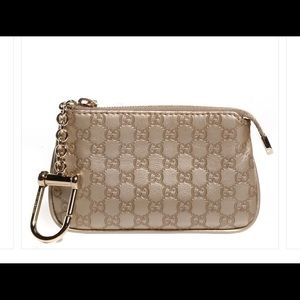 Gold Gucci Micro Guccisima Coin Case Key Chain